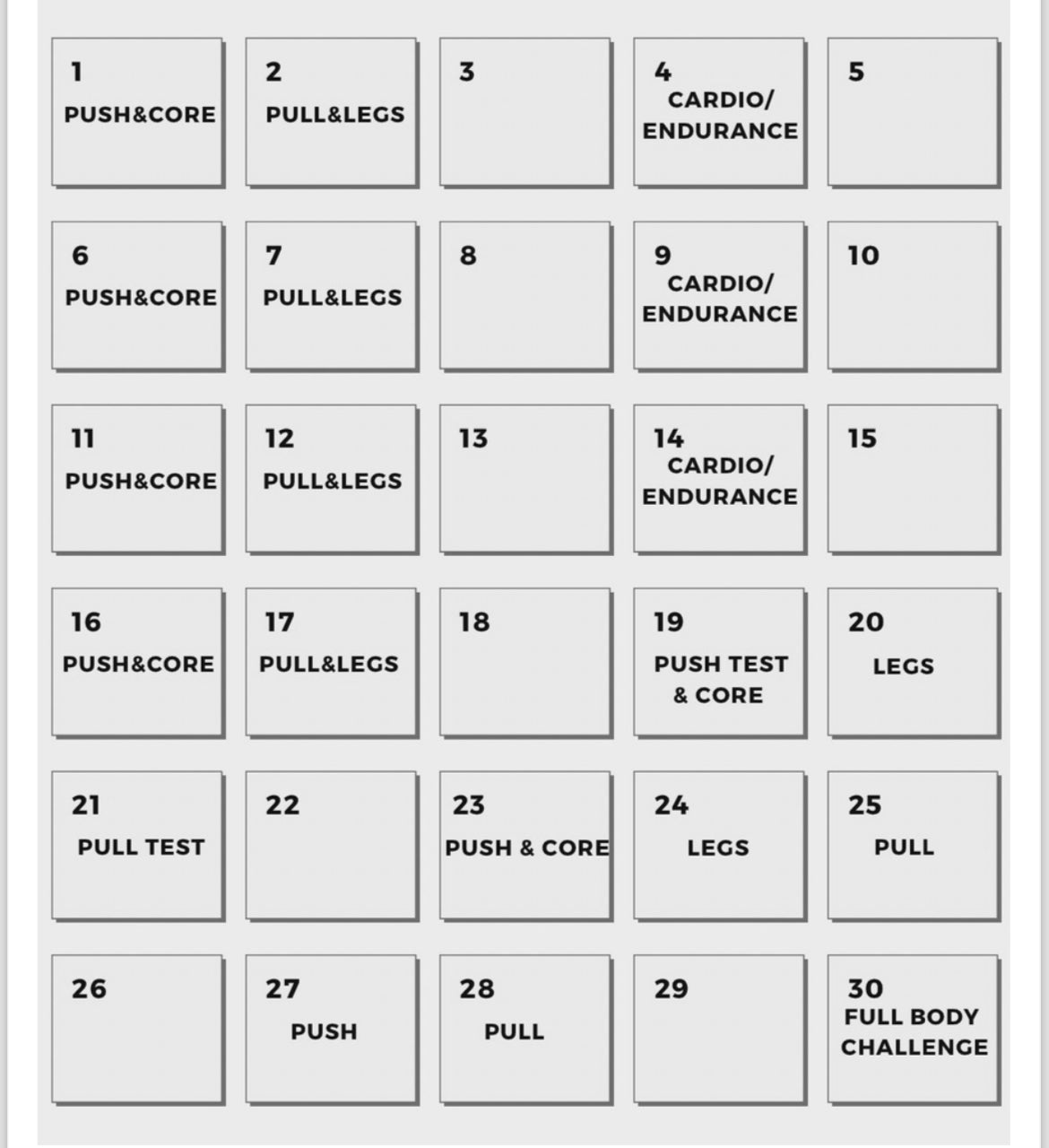 30 DAY WORKOUT PLAN